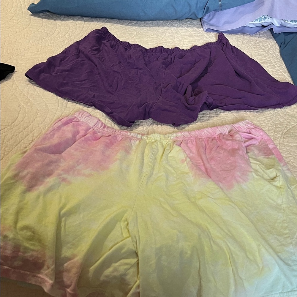 Purple and Tie-Dye pajama Shorts